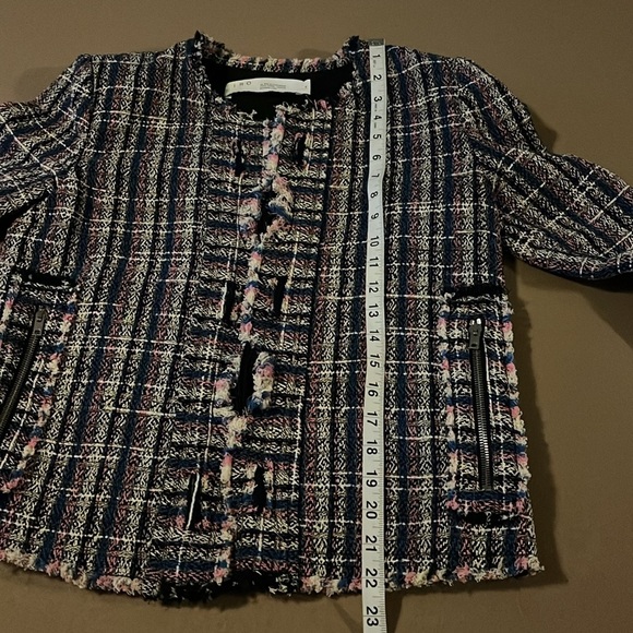 IRO Frannie Tweed Distressed Jacket Blue/Pink -Size 38 - Picture 11 of 14
